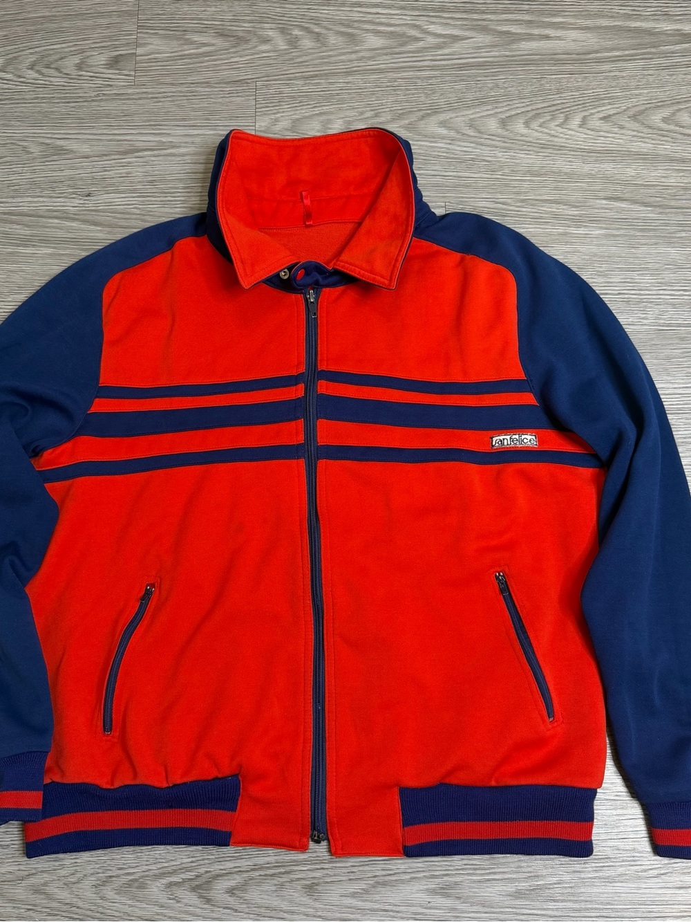 Vintage 80s San Felice Full Zip Track Jacket Mens Full Zip Retro Striped Sz L